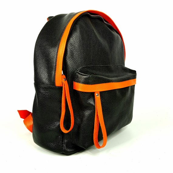 Backpack mod. India in genuine black leather 100% made in Italy