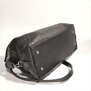 Available in 5 colors Black ostrich bag, Leather Medium Bag, hand bag, Handmade image 4