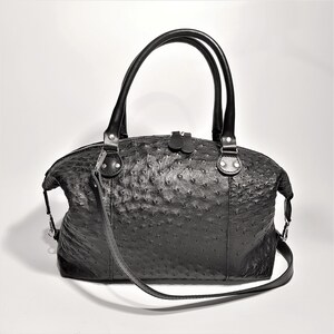 Available in 5 colors Black ostrich bag, Leather Medium Bag, hand bag, Handmade image 3