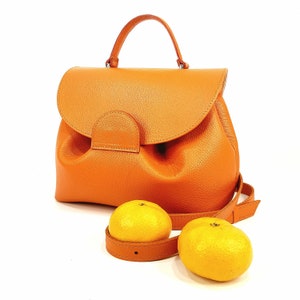 Оrange handbag, shoulder leather bag, bright bag, leather bag for women, gift for her