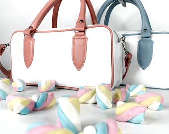 White leather crossbody bag, made of genuine leather, white leather bag, gift for her, baguette bag