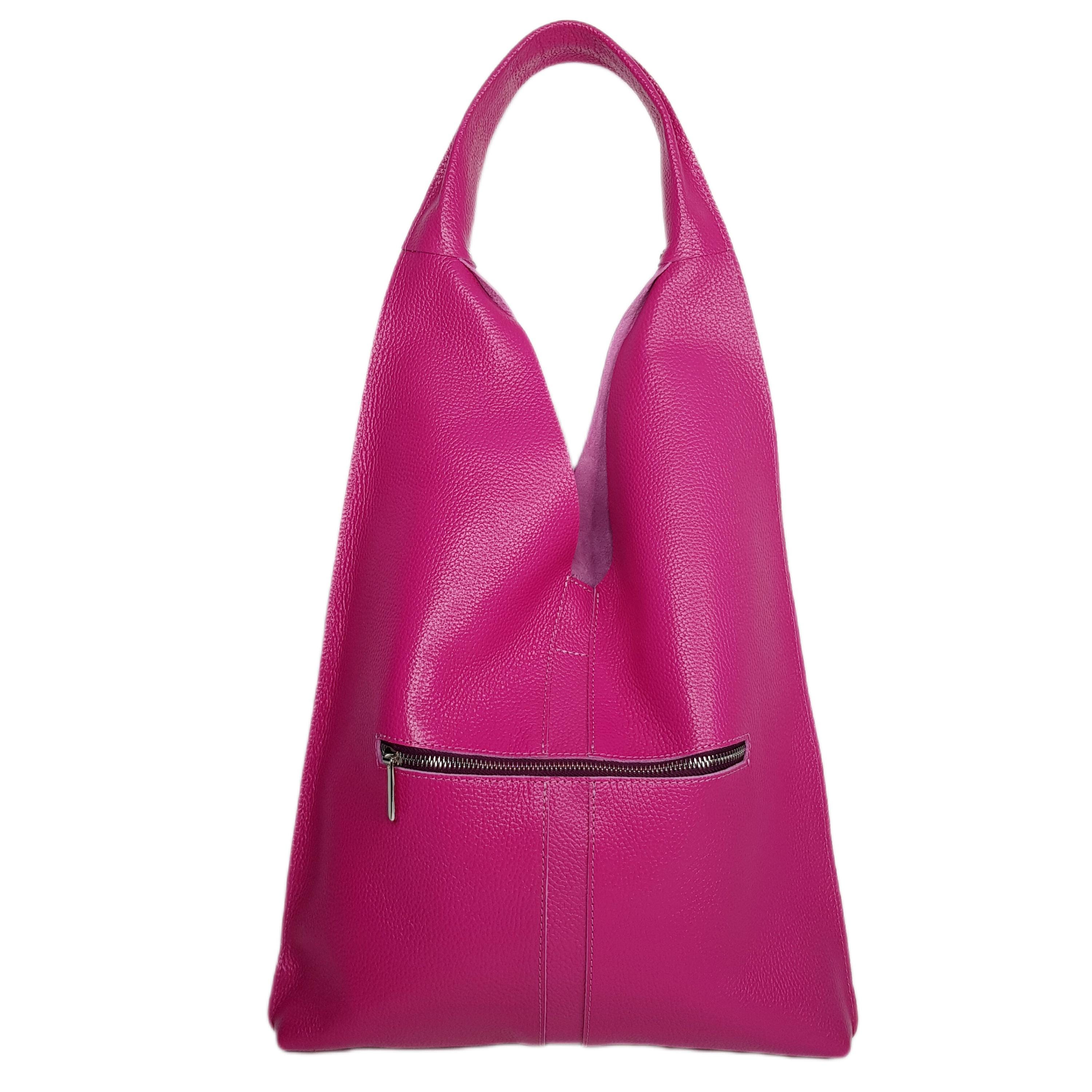 Available in 21 Colors! Fuchsia Leather Hobo Bag, Fuchsia Shoulder