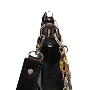 Leather saddle bag, leather crossbody,black crossbody purse, saddle crossbody bag, black saddle bag, black crossbody bag, genuine leather image 7