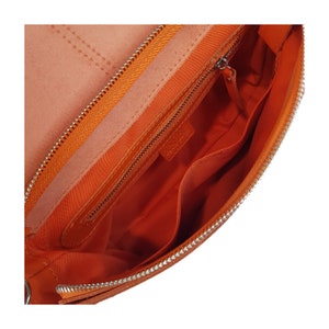 Available in 17 colors Orange crossbody with flap, bag with wide shoulder strap, orange crossbody purse image 5