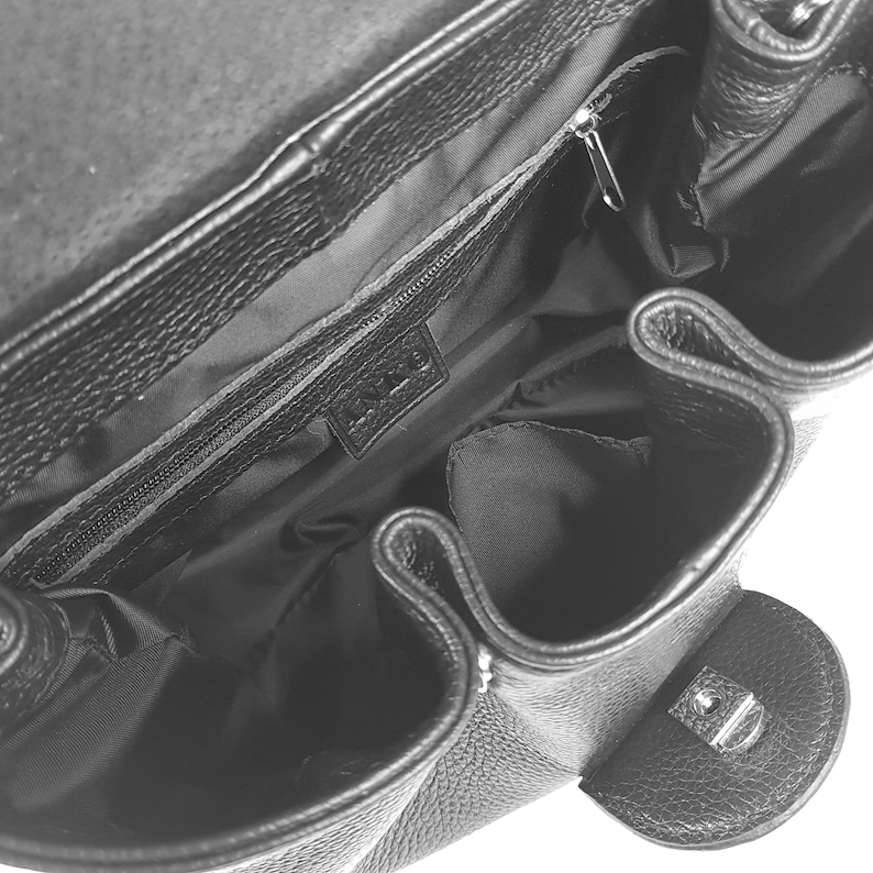 Black leather handbag, shoulder leather bag,black leather bag for women, black bag image 5