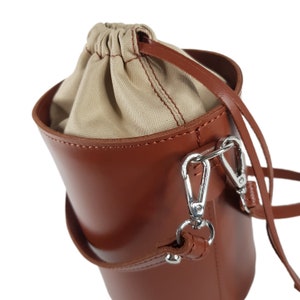 Leather crossbody bucket bag, black leather crossbody, brown crossbody purse image 4