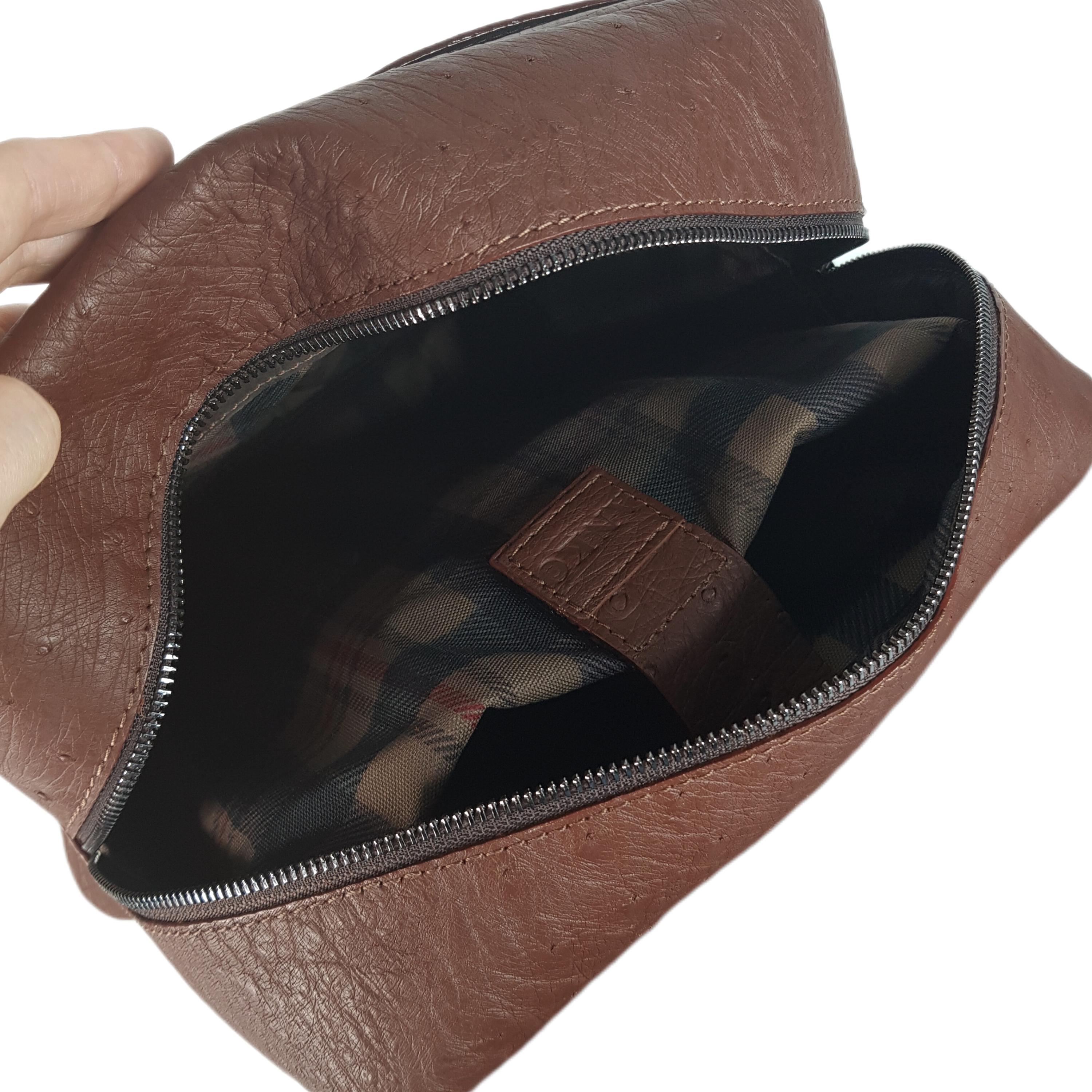 Brown Ostrich Leather Backpack: Large Knapsack for Men - Etsy