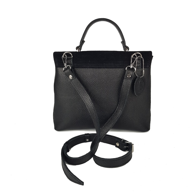 Black leather handbag, shoulder leather bag,black leather bag for women, black bag image 3