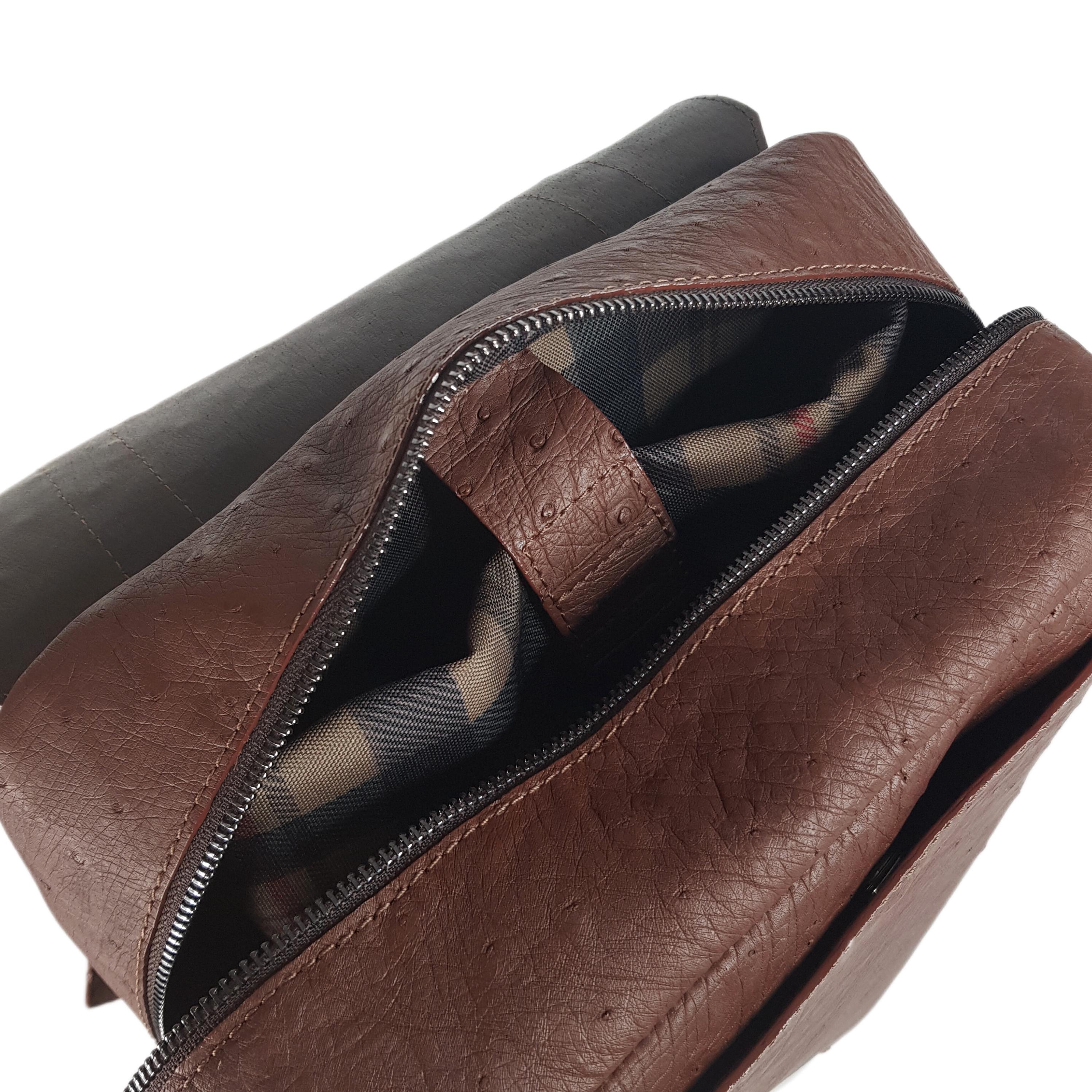 Brown Ostrich Leather Backpack: Large Knapsack for Men - Etsy
