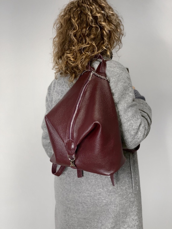 burgundy color leather backpack Available in 21 Colors! Burgundy Leather Backpack for Women, Genuine Leather  Rucksack, Burgundy Rucksack for Women, Gift for Her