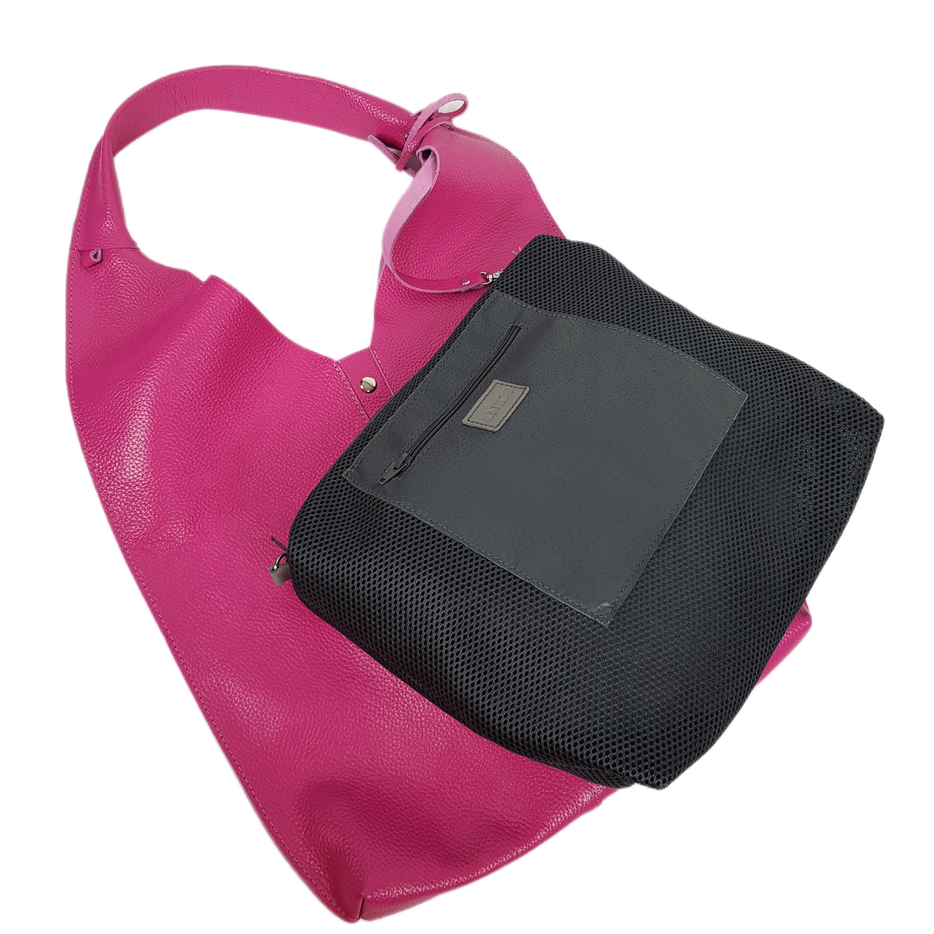 Available in 21 Colors! Fuchsia Leather Hobo Bag, Fuchsia Shoulder