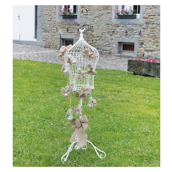 Urne Cage à Oiseaux Sur Pied En Fer Forgé Vintage Pour Un Mariage Baptême