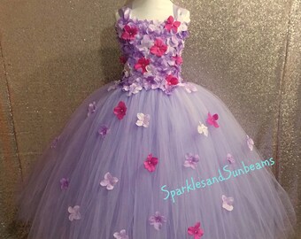 Lavender & plum hydrangea flower dress/ Flower girl | Etsy