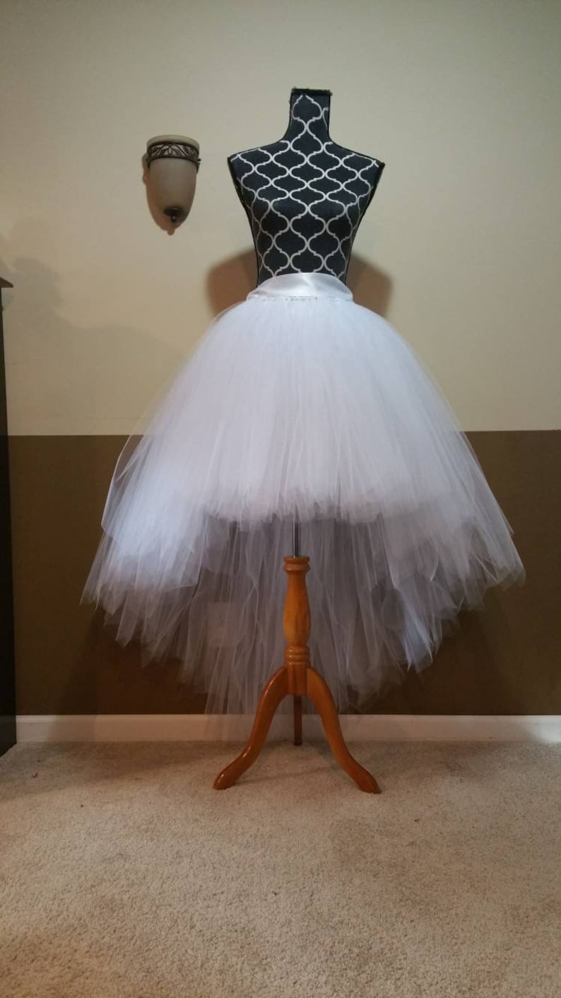 White HiLo Bridal tutu Sew In LINING/ High low tulle skirt Etsy