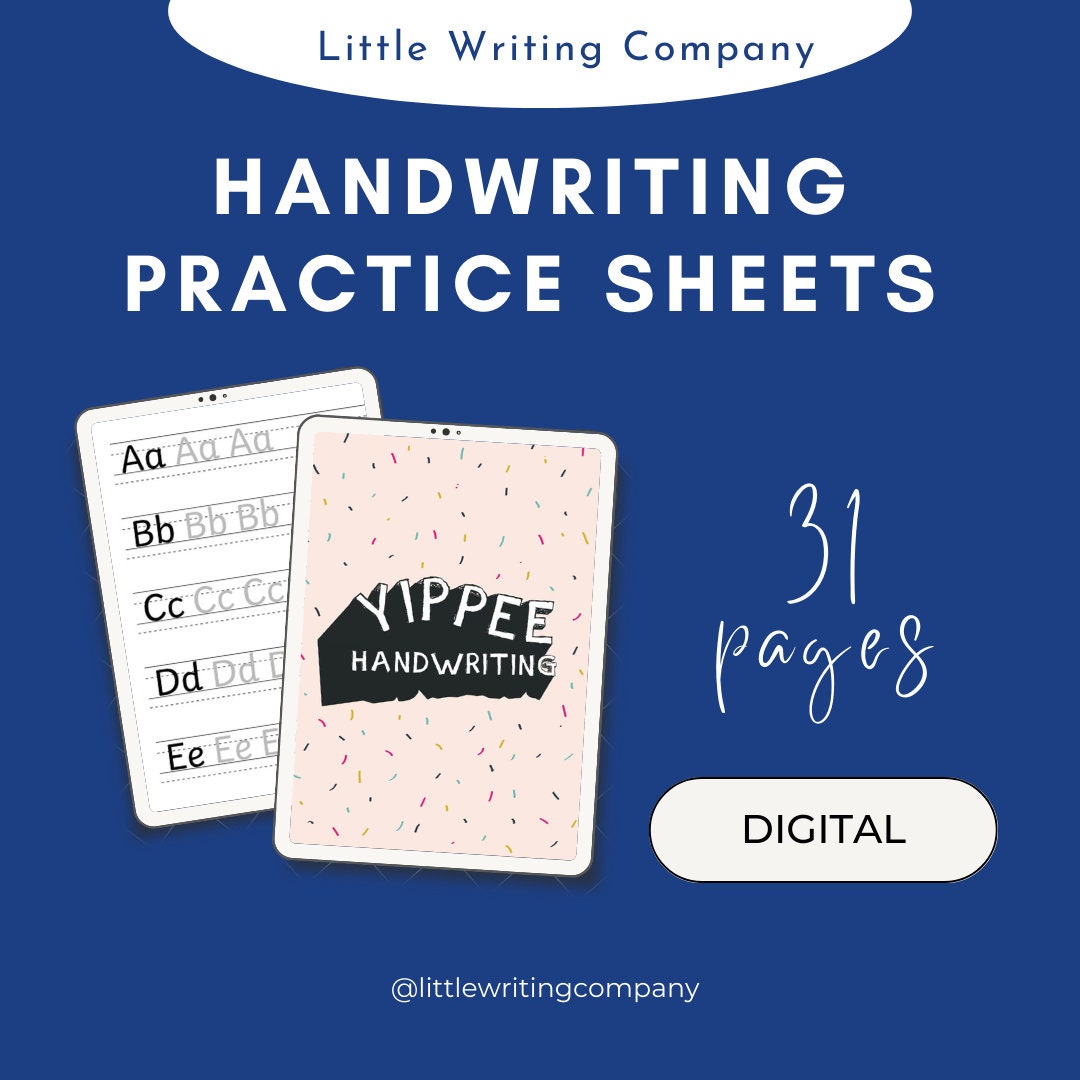 Digital Handwriting Practice Sheets Etsy