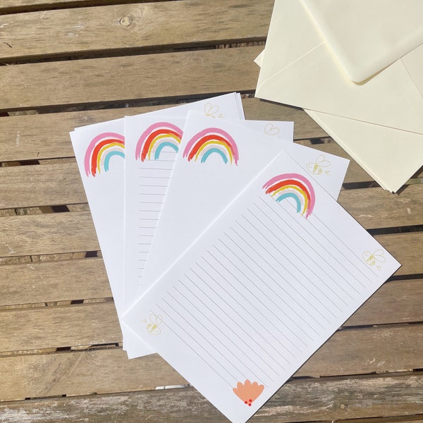 Rainbow Letter Writing Paper & Envelopes