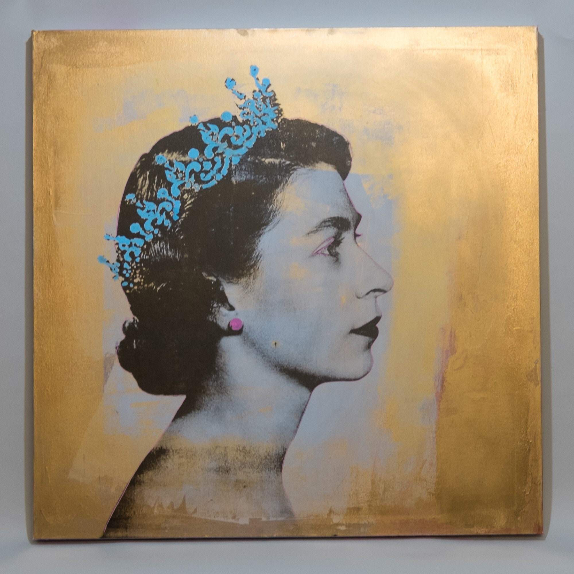 Original Young Queen Elizabeth II Acrylic Painting on