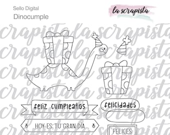 Sello digital "Dinocumple" stamp, digital, scrap, stempel, birthday, card