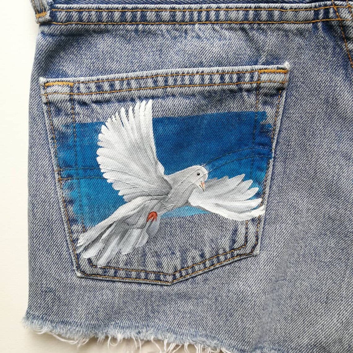 Dove on Denim Levi Shorts Etsy