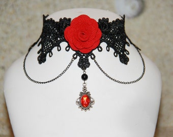 Encaje gótico barroco negro rojo rojo estilo victoriano lolita chic