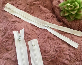 White zipper 20cm non-separable Lot of 3.