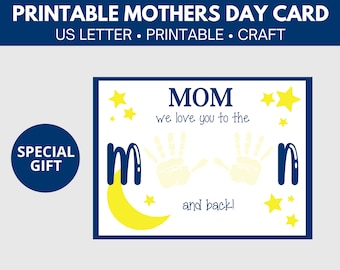 Printable Toddler Preschool Mother's Day Handprint Art Craft Card | Mom