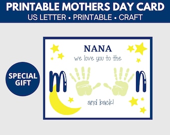 Printable Toddler Preschool Mother's Day Handprint Art Craft Card | Nana