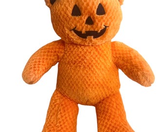 Build a Bear Plush Pumpkin Light Up Orange Halloween Bear 17" Jack O Lantern BAB