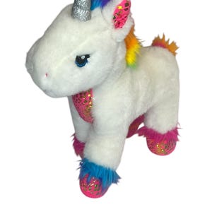 Build A Bear Workshop Fluffy Rainbow Unicorn Plush Toy 12in RETIRED BAB