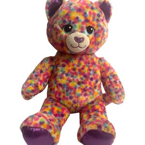Build A Bear Rainbow Confetti Kaleidoscope Kitty Cat Plush Stuffed Animal 17”
