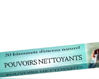 Pouvoirs nettoyants, encens boite 20 bâtonnets, Purification maison, bannissement