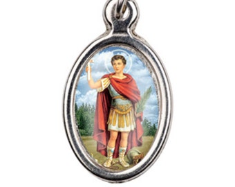 Saint Expédit, médaille ovale en résine  25 mm