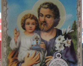 Saint Joseph, Medal Card, Laminated Holy Picture