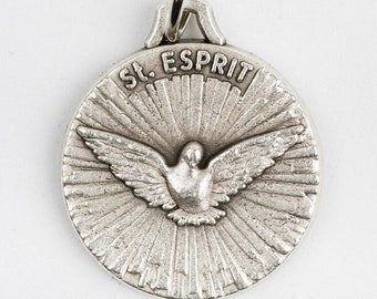 Esprit Saint, médaille métal couleur argenté vieilli  18 mm