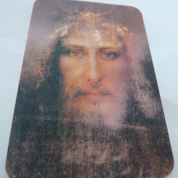 Carte image pieuse hologramme Jésus  Le Saint Suaire Turin 8 cm x 5,3 cm Holy Shroud