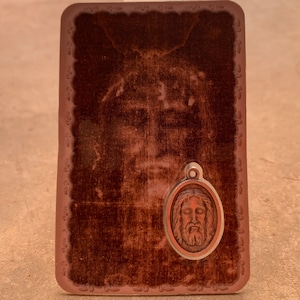 Saint Suaire de Turin, Carte médaille,  image pieuse,  plastifiée, jésus