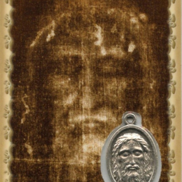 Saint Suaire de Turin, Carte médaille,  image pieuse,  plastifiée, jésus