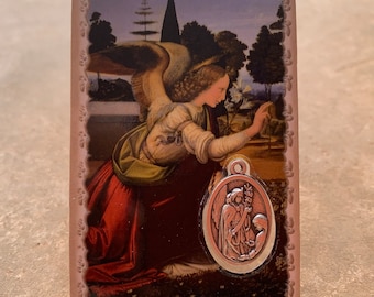 Archangel Gabriel, medal card with prayer