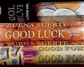 Incenso da prosperidade, Conjunto de 3 caixas de 20 incensos para rituais de dinheiro, riqueza e sorte em jogos Boa sorte, Boa fortuna Ouro e Prata