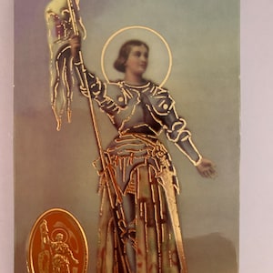 Sainte Jeanne d'Arc carte poinçon,  image pieuse,  plastifiée