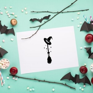 Witch Broom SVG Witch Hat PNG Black Cat SVG Halloween svg, digital download design svg, home decor and witch clip art andwitch vector images. For stationary, letters and cards.