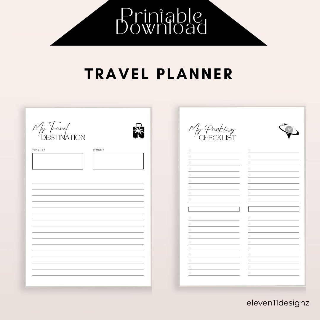 Travel Planner Printable, Trip Planner, Travel Journal, Vacation ...