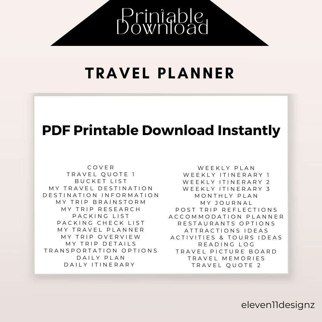 Travel Planner Printable, Trip Planner, Travel Journal, Vacation ...