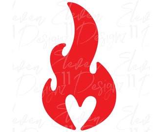 Hjärtflamma SVG och PNG digital nedladdning design svg, dekor svg, dekorativ svg, kärlek svg, hjärta svg, brustet hjärta clipart