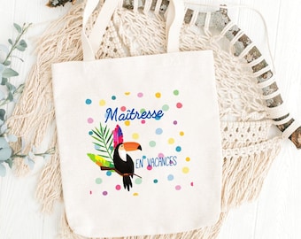 Personalized organic cotton shopping bag, 2 models to choose from (maxi bag or tote bag) "Toucan Pop"