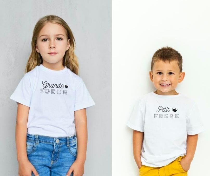T-shirt Bébé 'I'm The Grand Sister' - Blanc, Taille 3-4 Ans - Cadeau Nouveau Bébé, 100% Coton, Lavable Machine - 4