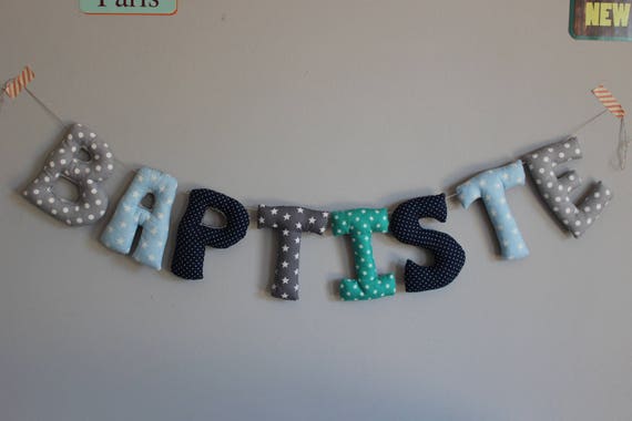 Guirlande Prenom En Tissu Lettres Rembourrees Prenom 8 Etsy France