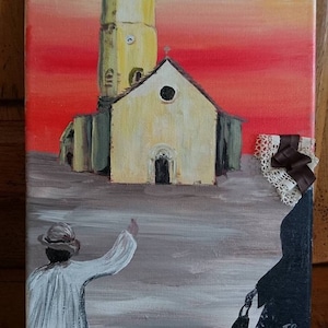 Acrylic painting church Saint Germain Laprade