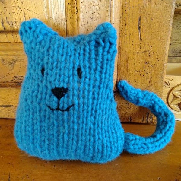 Doudou tricoté minou bleu