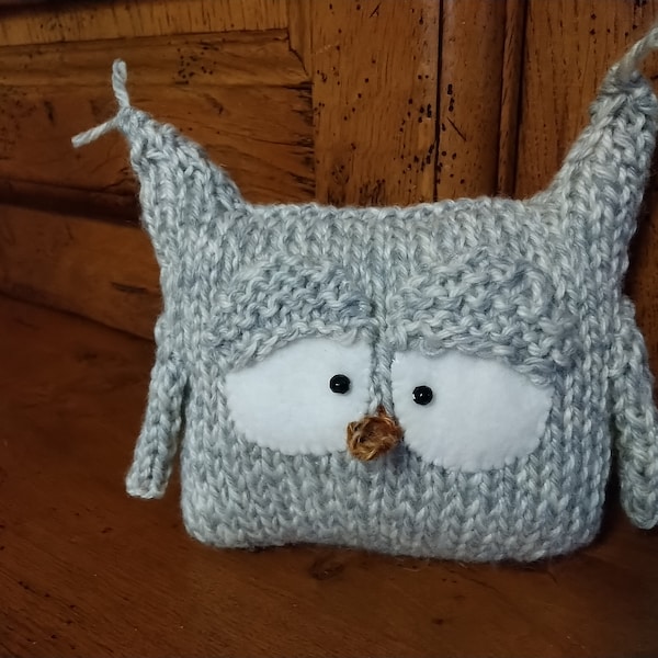 Doudou tricoté Hibou gris chiné